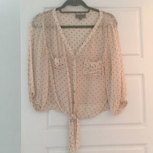 Cream polka dot crop top